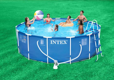 INTEX 15' x 42" Metal Frame Swimming Pool Set w/ 1000 GPH Filter Pump (Open Box)