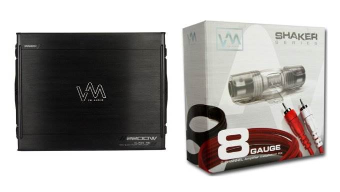 VM Audio SRA2200.1 2200W Mono AB Car Amplifier Amp Stereo + 8 Gauge Wiring Kit
