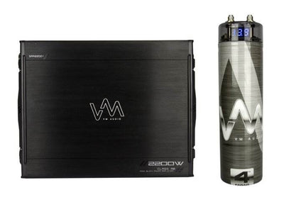 VM Audio SRA2200.1 2200W Mono AB Car Amplifier Power Amp + 4.5 Farad Capacitor