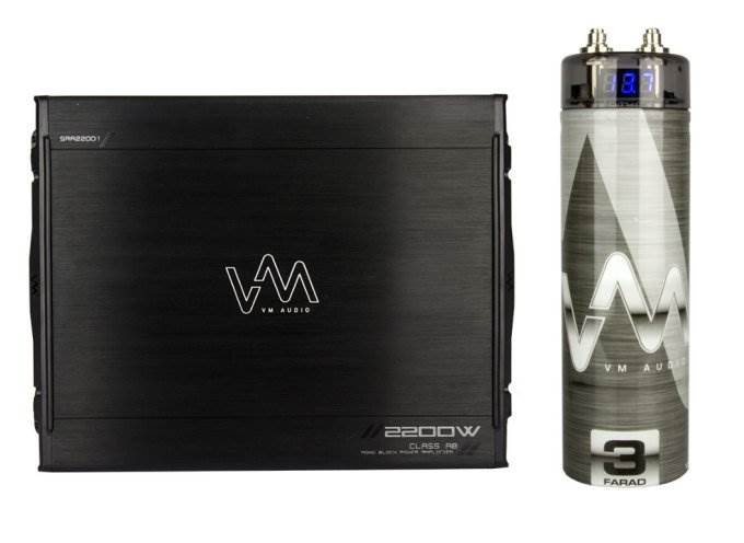 NEW VM Audio SRA2200.1 2200W Mono AB Car Amplifier Power Amp + 3 Farad Capacitor