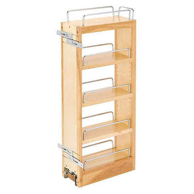 Rev-A-Shelf 448 5" Wood Pull Out Wall Cabinet Organizer (Certified Refurbished)