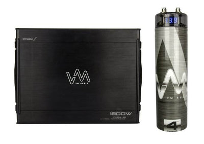 VM Audio SRA1800.2 1800W 2 Channel Car Amplifier Power Amp + 4.5 Farad Capacitor