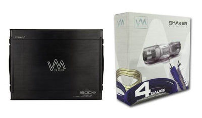 VM Audio SRA1800.2 1800W 2 Channel Car Amplifier + 4 Gauge Wiring Kit (Blue)