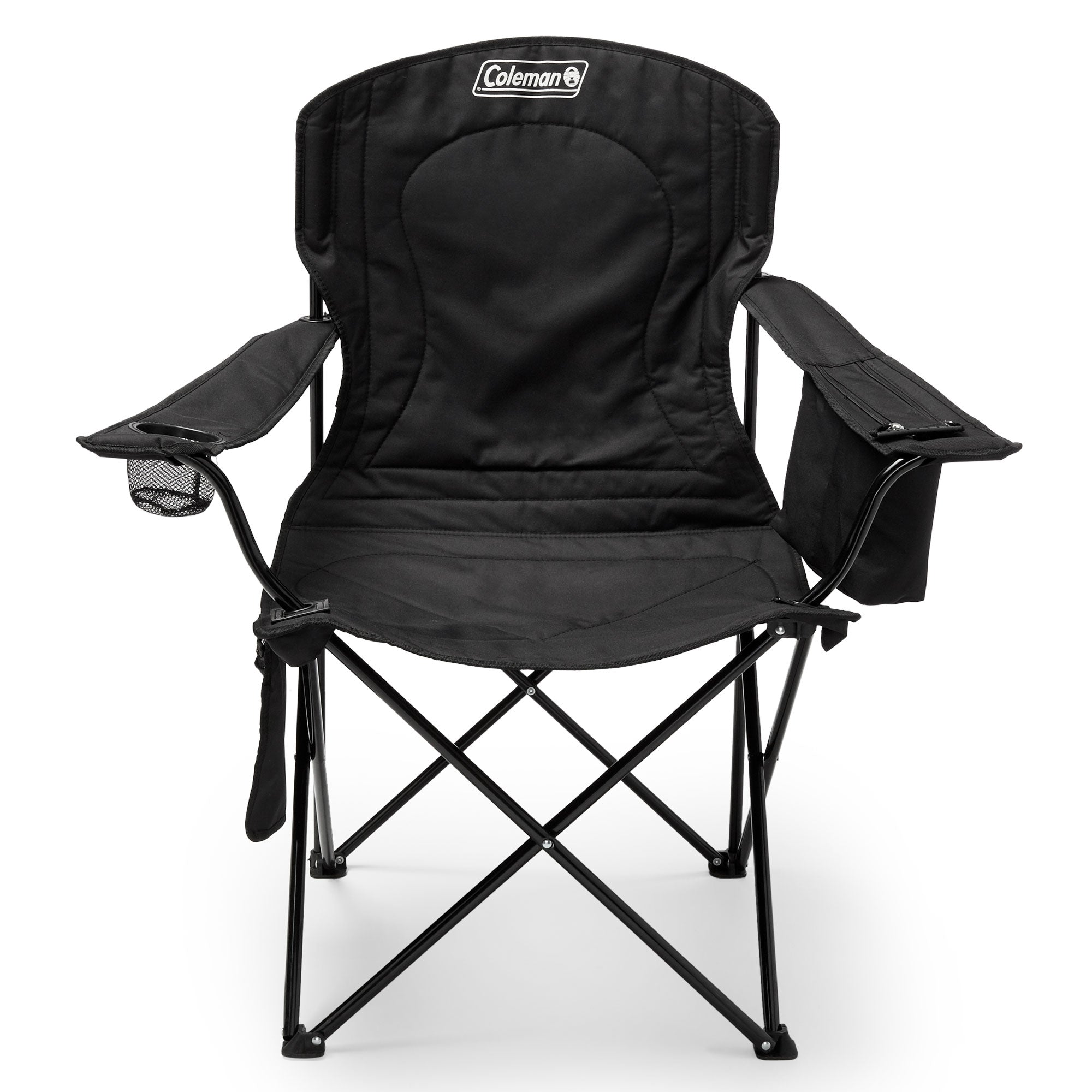Coleman Cooler Quad Chair + Built-In Cooler and Cup Holder, Black | Used