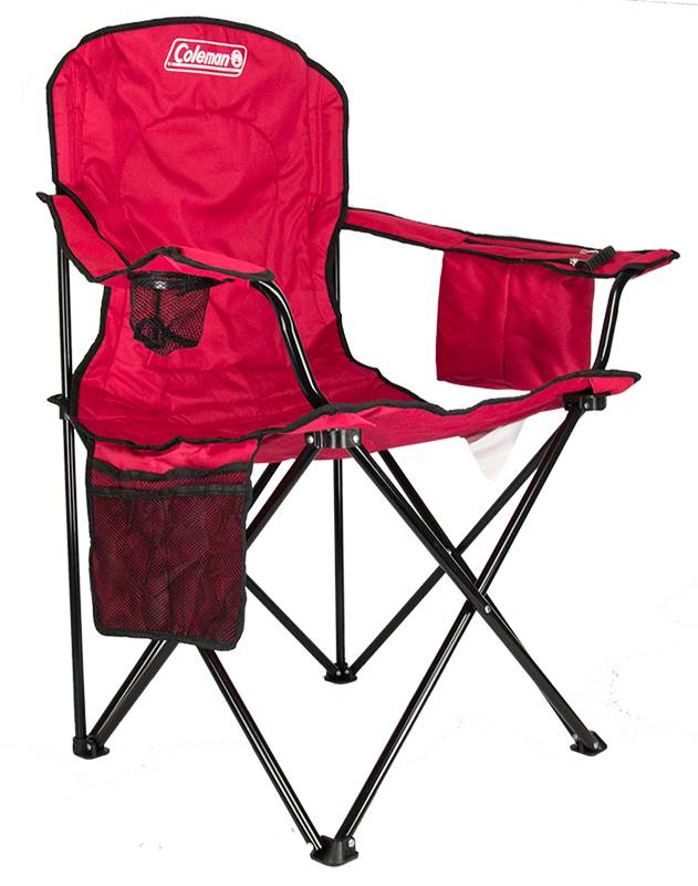 Coleman Folding Quad Chair Built-In Cooler And Cup Holder, Red (For Parts)