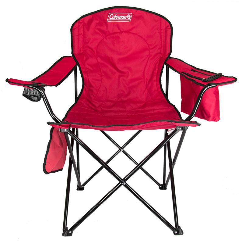 Coleman Folding Quad Chair w/ Built-In Cooler & Cup Holder, Red (Open Box)