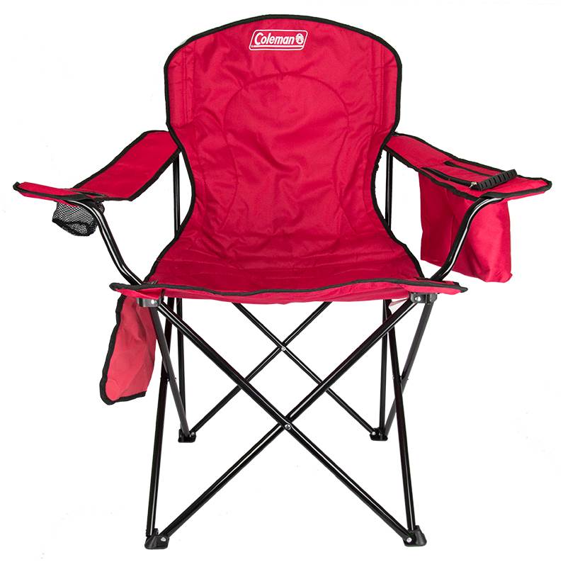 Coleman Folding Quad Chair With Built-In Cooler And Cup Holder, Red (Used)
