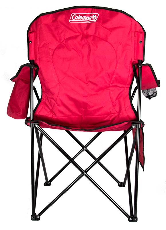 Coleman Folding Quad Chair With Built-In Cooler And Cup Holder, Red (Used)