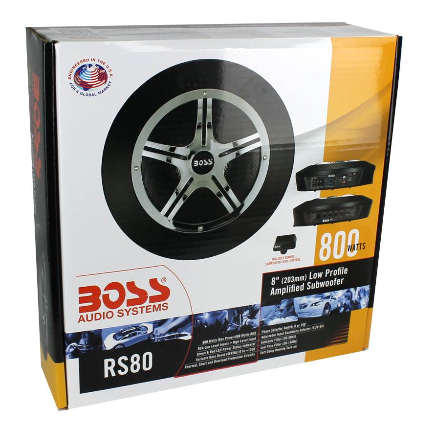 New Boss RS80 8" 800W Car Low Profile Amplified Under Seat Subwoofer Sub+Remote