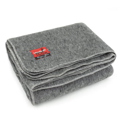 Swiss Link Military Surplus 64 x 80 Inch Classic Wool 50/50 Blanket, Light Grey