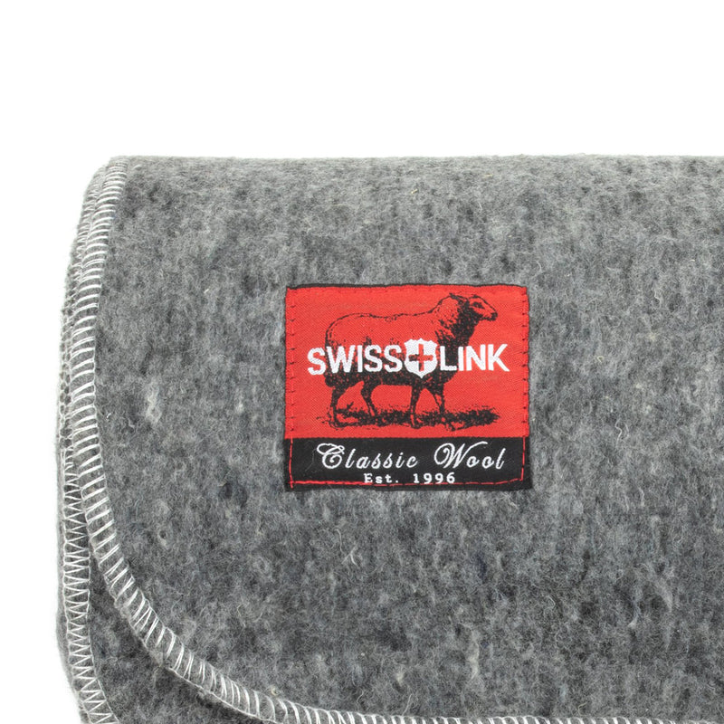 Swiss Link Military Surplus 64 x 80" 50/50 Wool Blanket with Leather Carrier
