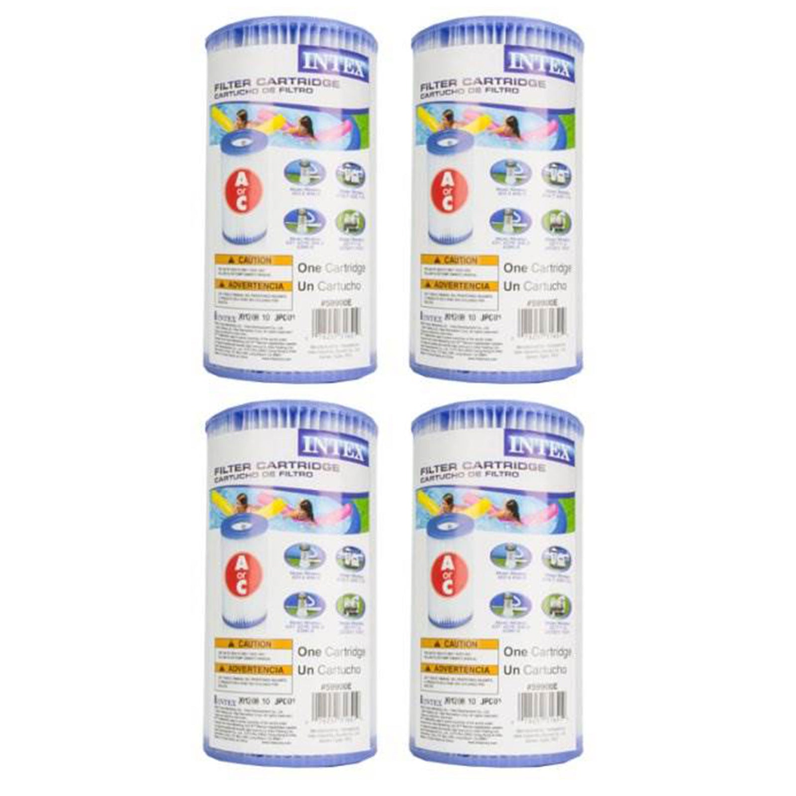 Intex Type A Easy Set Above Ground Pool Replacement Filter Cartridge, (4 Pack) - VMInnovations