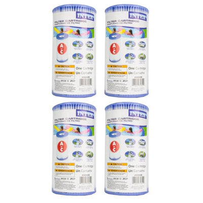 Intex Type A Easy Set Above Ground Pool Replacement Filter Cartridge, (4 Pack) - VMInnovations