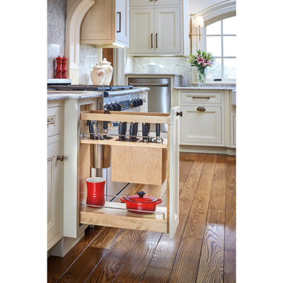 Rev-A-Shelf 448KB-BCSC-8C 8" Pullout Cabinet Organizer w/Universal Knife Block