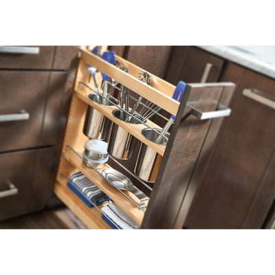 Rev-A-Shelf 448UT 5" Base Cabinet Organizer with 3 Utensil Holders (Refurbished) - VMInnovations