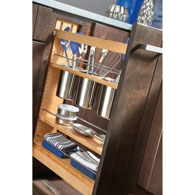 Rev-A-Shelf 448UT 5" Base Cabinet Organizer with 3 Utensil Holders (Refurbished) - VMInnovations