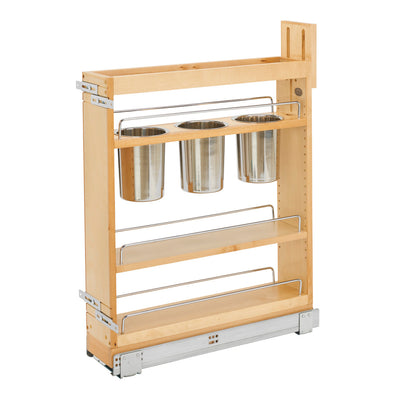 Rev-A-Shelf 448UT 5" Base Cabinet Organizer with 3 Utensil Holders (Refurbished) - VMInnovations