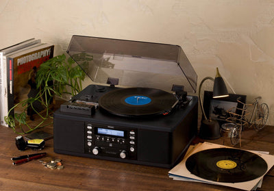 Teac CD/Recorder/Cassette/USB/Tuner Turntable System w/ Player, Black (Open Box)
