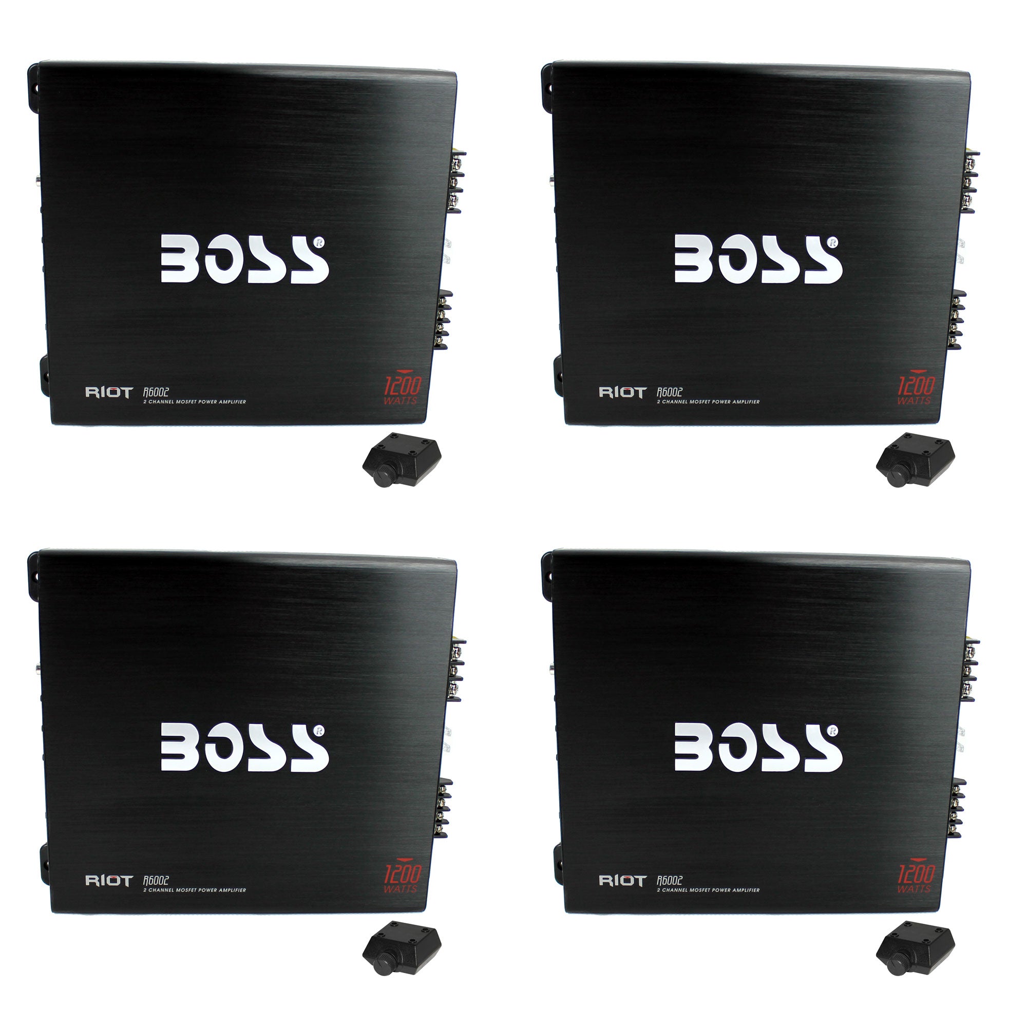 BOSS Audio R6002 1200W 2-Channel MOSFET Car Audio Amplifier Amp+Remote (4 Pack)