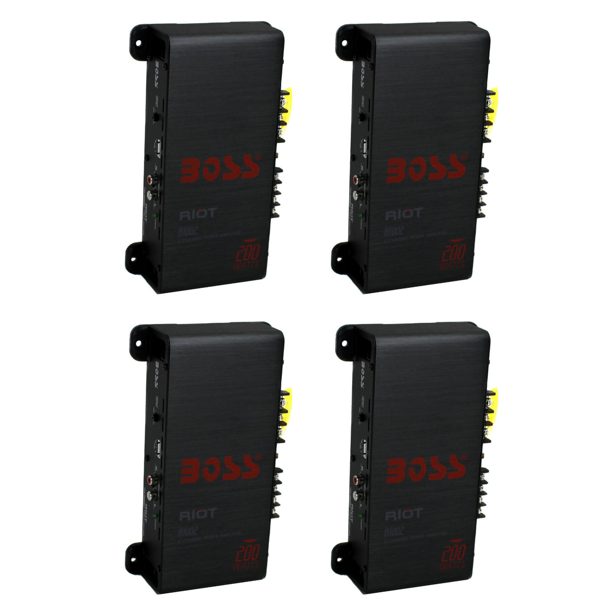 BOSS Audio R1002 200W 2-Channel RIOT Car Audio High Power Amplifier Amp (4 Pack)