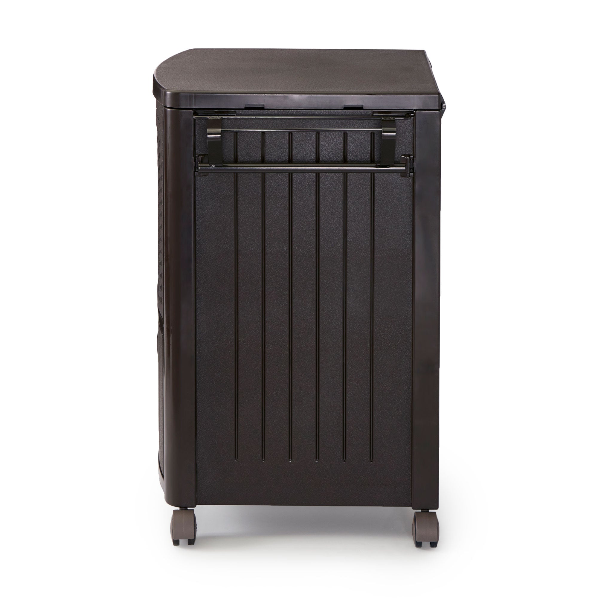 Suncast 77 Quart Patio Cooler w/ Cabinet and Basket w/ Wicker Trash Hideaway - VMInnovations