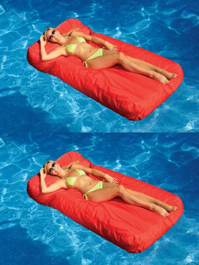 Swimline Solstice 15030R SunSoft Swimming Pool Inflatable Fabric Loungers Red, 2