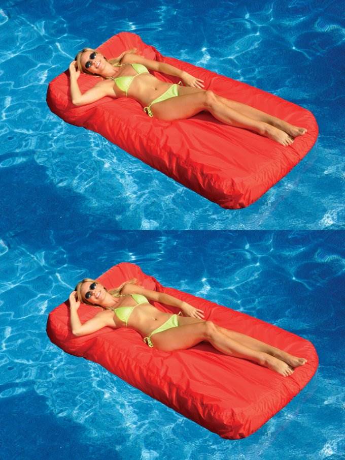 Swimline Solstice 15030R SunSoft Swimming Pool Inflatable Fabric Loungers Red, 2 - VMInnovations