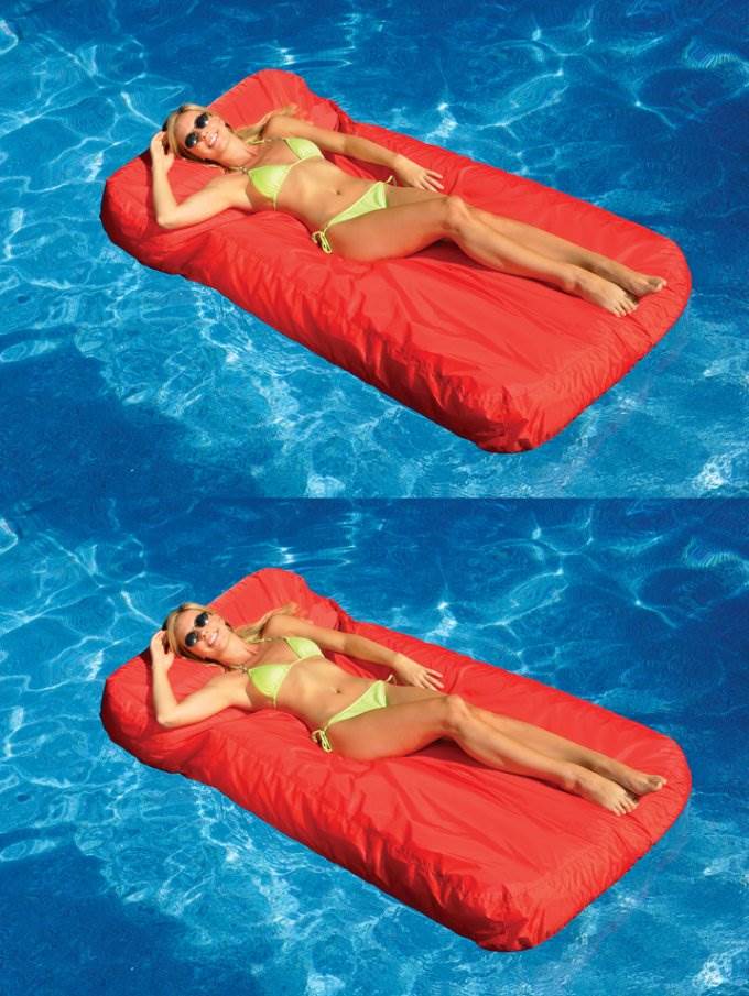 Swimline Solstice 15030R SunSoft Swimming Pool Inflatable Fabric Loungers Red, 2 - VMInnovations