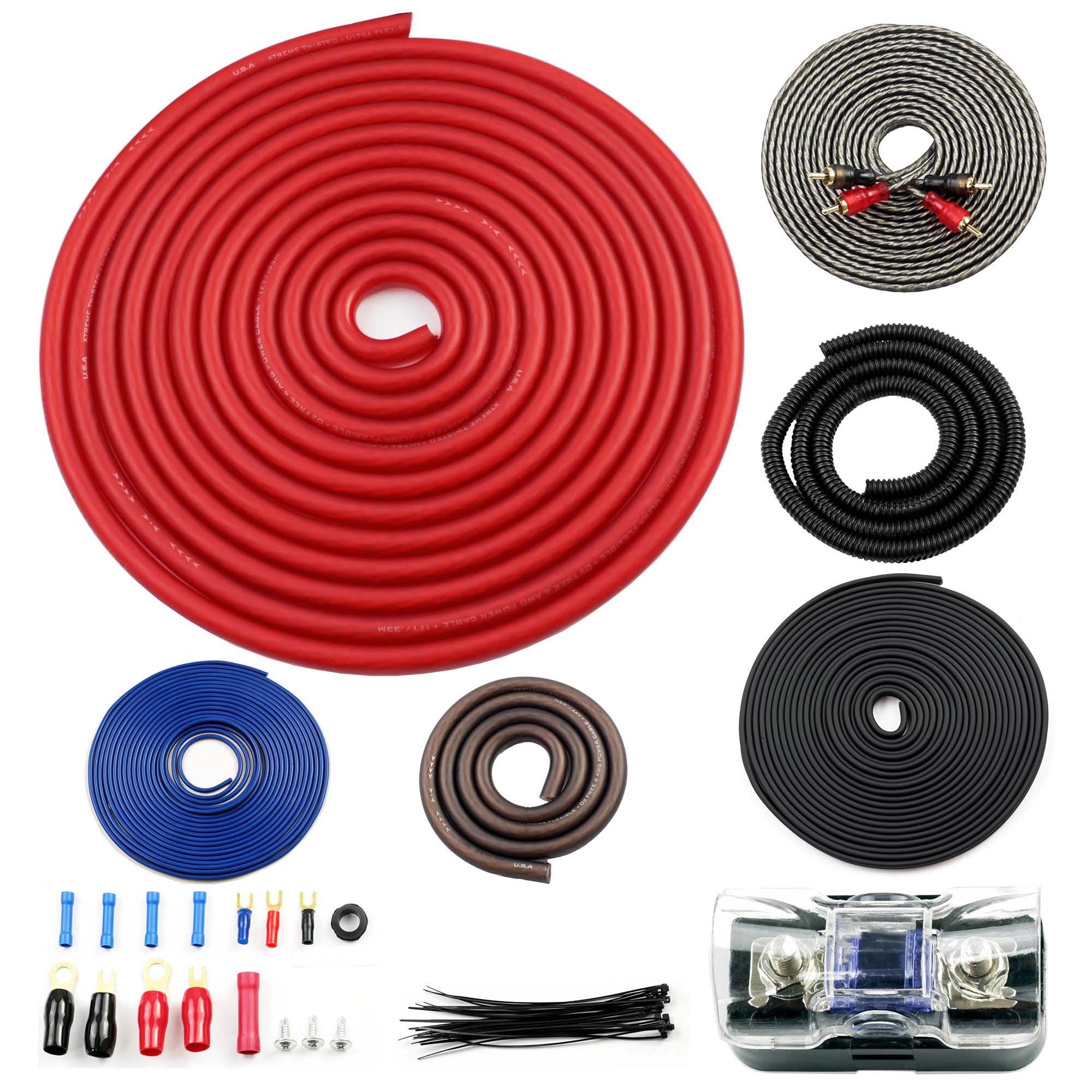 BOSS AR4000D 4000W Mono D Car Audio Amplifier Amp w/Remote + 4 Gauge Amp Kit Red