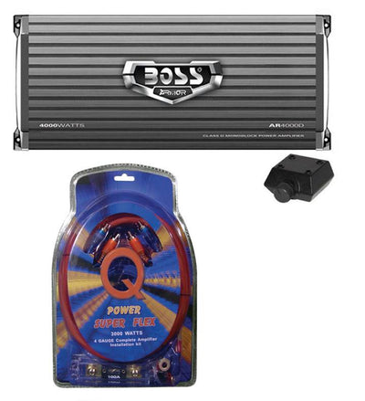 Boss Armor AR4000D 4000w Mono Car Audio Class D Power Amplifier&Remote&Amp Kit - VMInnovations