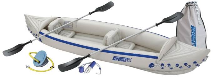 Sea Eagle 3 Person Inflatable Kayak Canoe w/ Paddles & Repair Kit (Open Box)