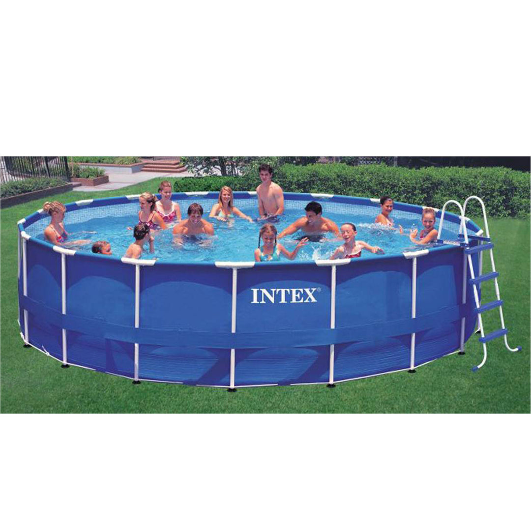 Intex 18ft x 48in Metal Frame Above Ground Round Family Swimming Pool Set & Pump