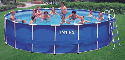 Intex 18ft x 48in Metal Frame Above Ground Round Family Swimming Pool Set & Pump