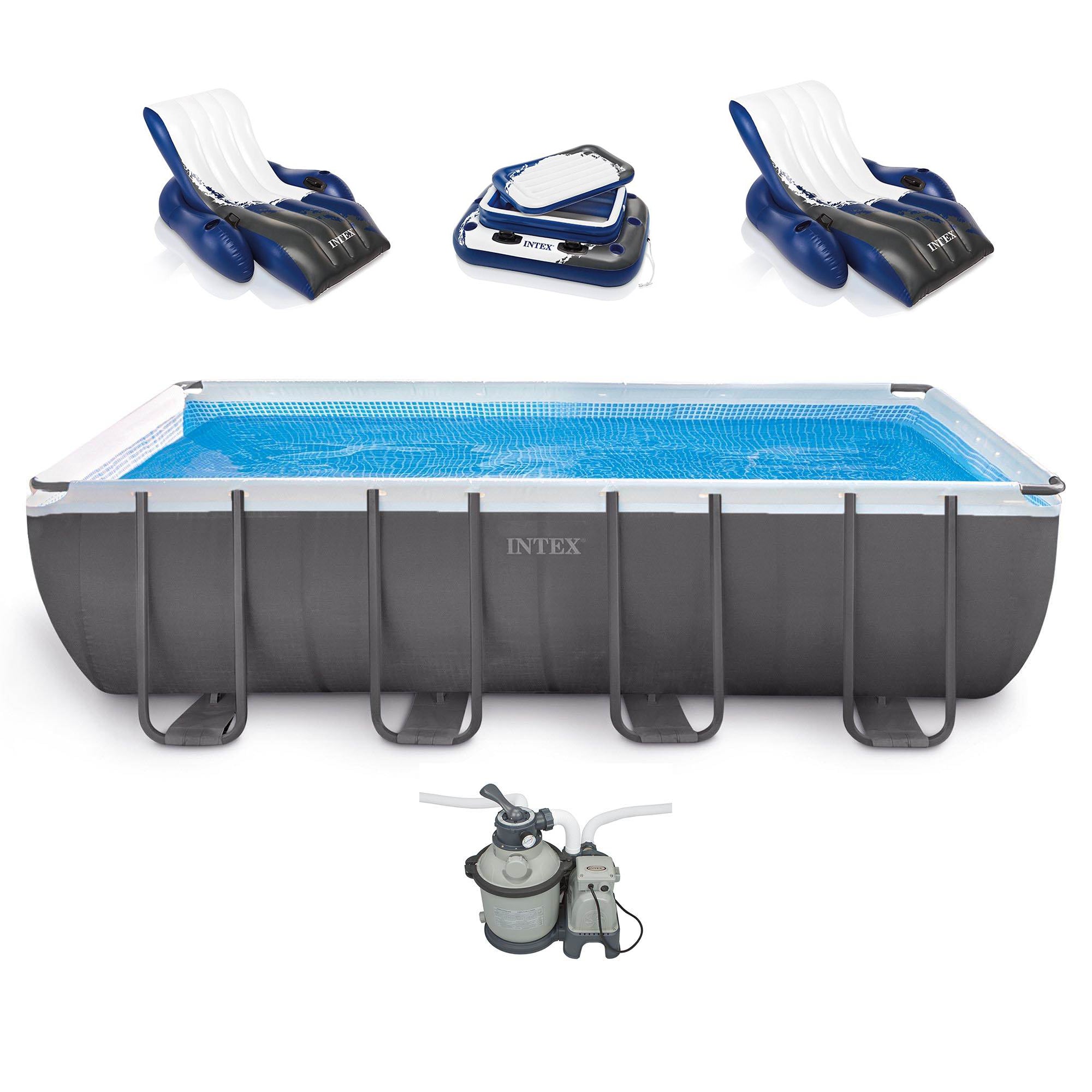 Intex 18' x 9' x 52" Ultra Frame Rectangular Above Ground Pool Set with Floats - VMInnovations