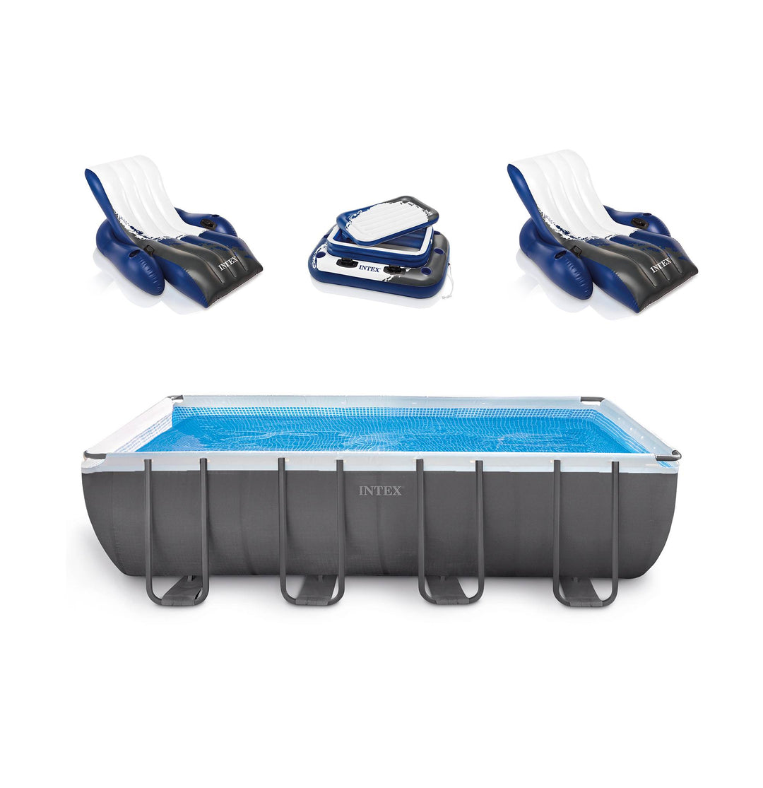 Intex 18' x 9' x 52" Ultra Frame Rectangular Above Ground Pool Set with Floats