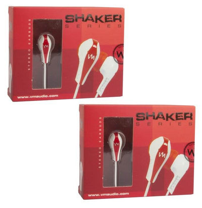 2 VM Audio SREB3 In Ear Earphones Earbuds MP3/iPod iPhone Headphones - White Red