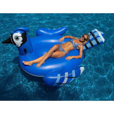 Giant Rideable Owl Inflatable Float, White Bundled w/ Giant Blue Jay Pool Float