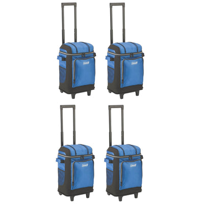 Coleman 42 Can Wheeled Soft-Sided Cooler with Telescoping Handle, Blue (4 Pack)
