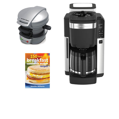 Hamilton Beach 12 Cup Coffee Maker w/ Breakfast Sandwich Maker & Recipe Book