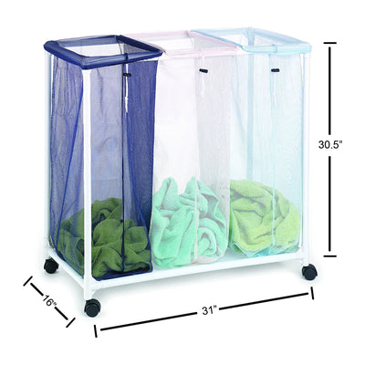 Homz Triple Mesh Sorter Laundry Organizer Hamper with Removable Bags (Used)