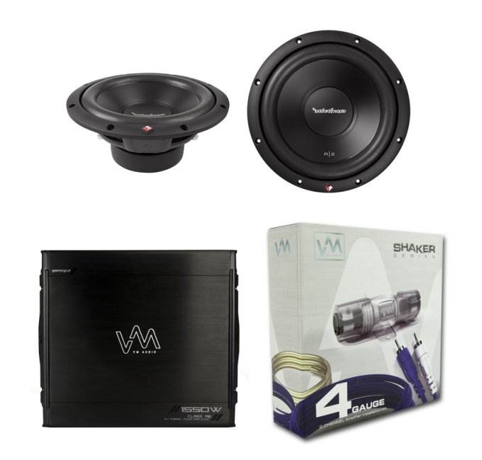 2) Rockford Fosgate 10" 1000 Watt Car Subs R2D410 + 1550W Amplifier + Amp Kit