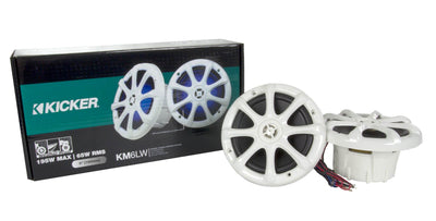 2) New Kicker 11KM6LW 6" 195W 2-Way Marine Boat/ATV Waterproof Speakers White