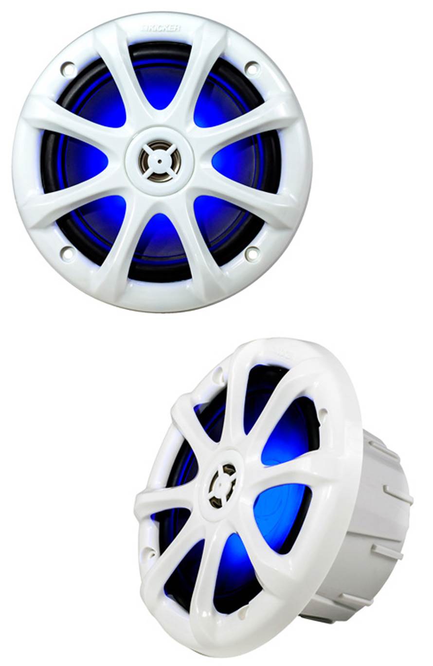 2) New Kicker 11KM6LW 6" 195W 2-Way Marine Boat/ATV Waterproof Speakers White