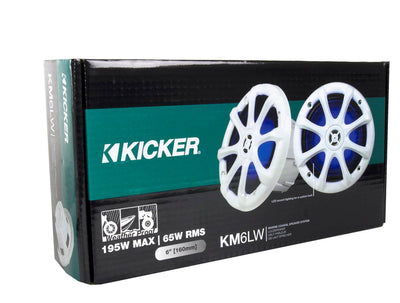 2) New Kicker 11KM6LW 6" 195W 2-Way Marine Boat/ATV Waterproof Speakers White