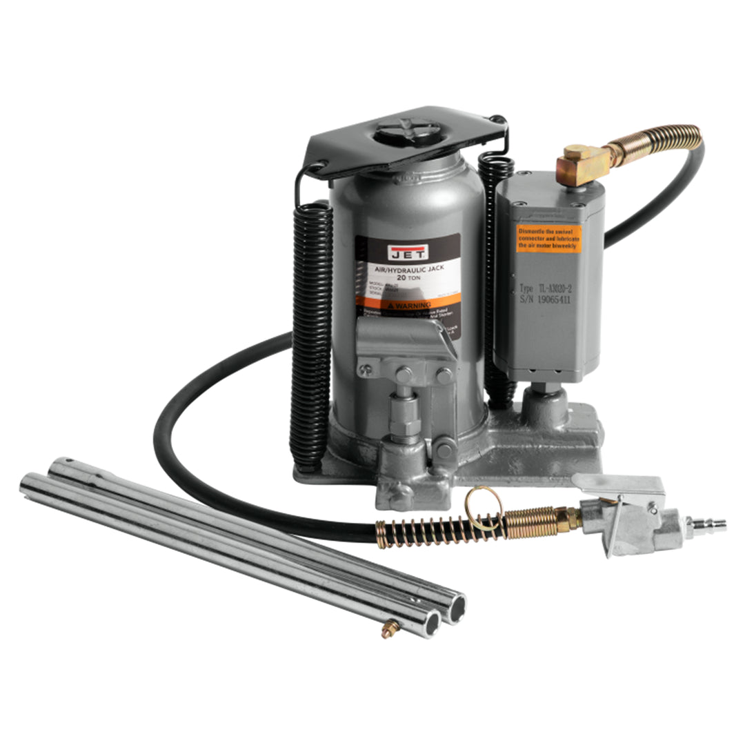 Jet 456620 AHJ-20 Heavy Duty Steel 20 Ton Air and Hydraulic Bottle Jack, Black - VMInnovations