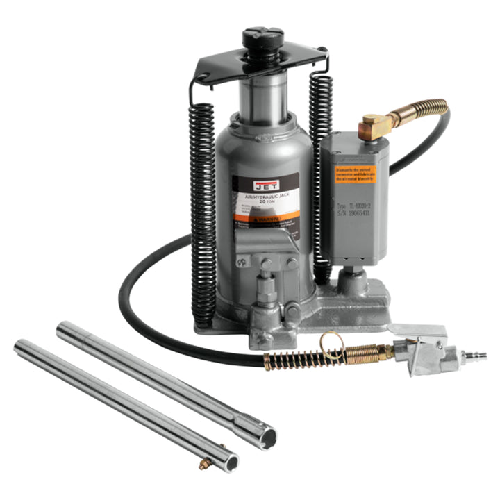 Jet 456620 AHJ-20 Heavy Duty Steel 20 Ton Air and Hydraulic Bottle Jack, Black - VMInnovations