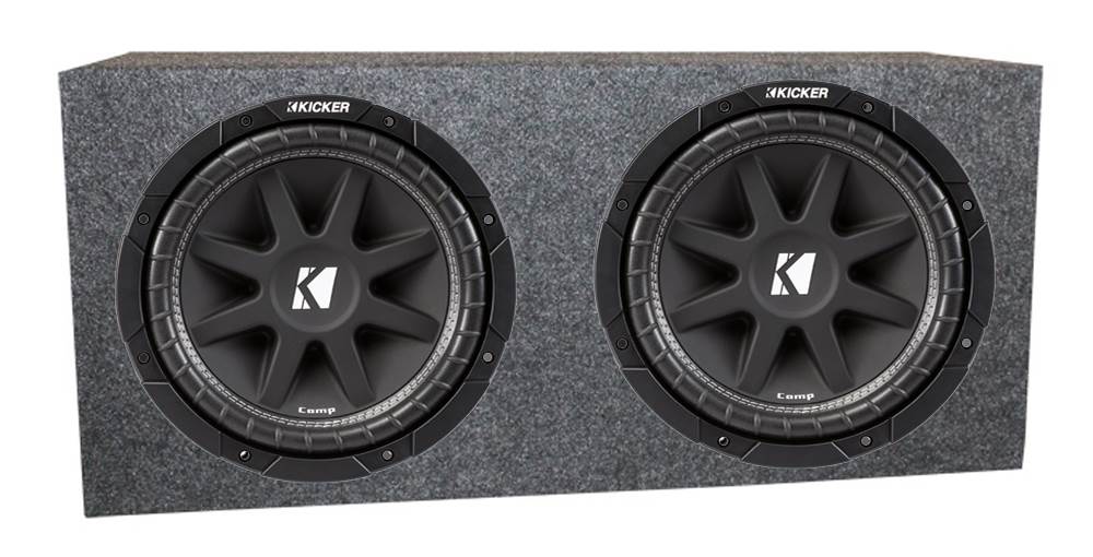 Kicker 43C124 600 Watt 12" Comp C12 Car Subwoofers, Pair + Sub Box Enclosure