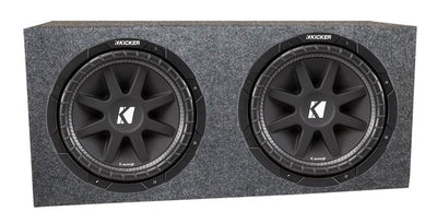 Kicker 43C124 600 Watt 12" Comp C12 Car Subwoofers, Pair + Sub Box Enclosure