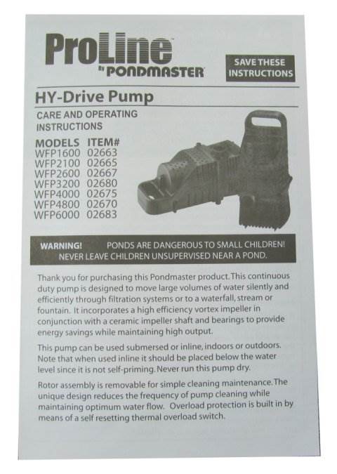 (2) PONDMASTER Supreme 4000 GPH ProLine Hy-Drive Pond Waterfall Pumps - 02675