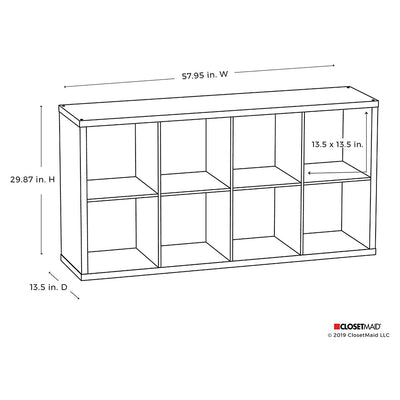 ClosetMaid Bookcase Open Back 8-Cube Storage Organizer, Graphite Gray (Open Box)